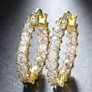 💎"Shiny Cubic Zirconia ia Big Hoop 14K Gold Plated Earrings Women,INDN8629